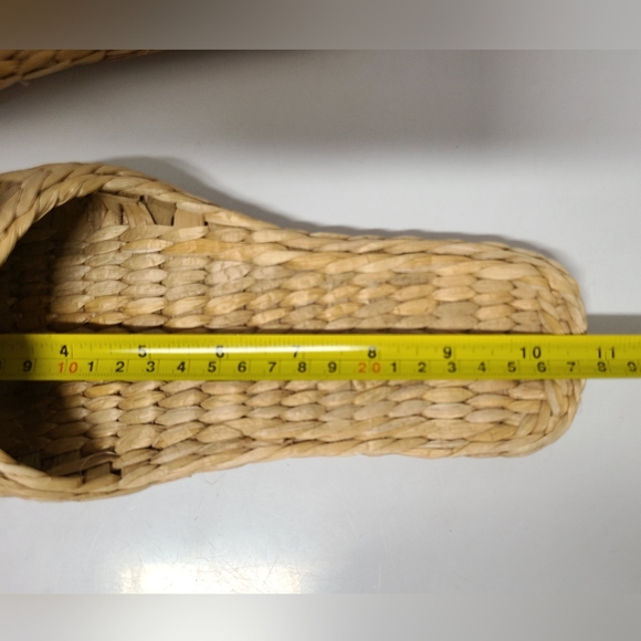 Handmade Natural Rattan Mule Slippers with Red, White & Blue Grosgrain Bow Sz L - Picture 9 of 11